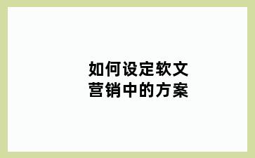 如何设定软文营销中的方案