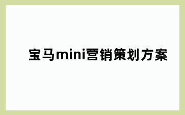 宝马mini营销策划方案