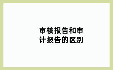 审核报告和审计报告的区别