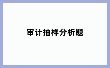 审计抽样分析题