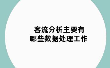 客流分析主要有哪些数据处理工作