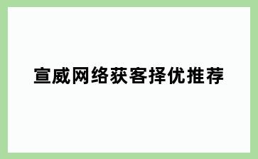 宣威网络获客择优推荐