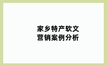 家乡特产软文营销案例分析