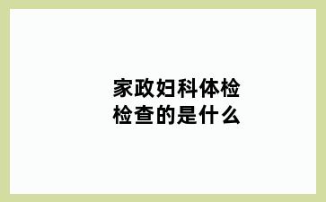 家政妇科体检检查的是什么