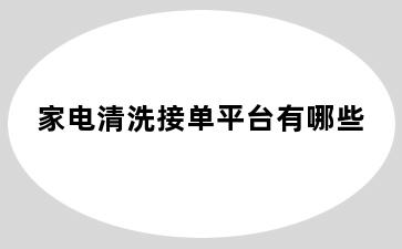 家电清洗接单平台有哪些