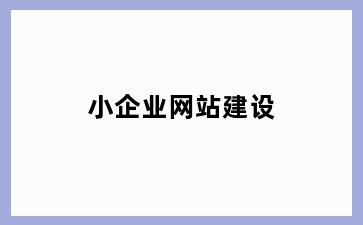 小企业网站建设