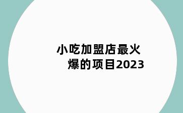 小吃加盟店最火爆的项目2023