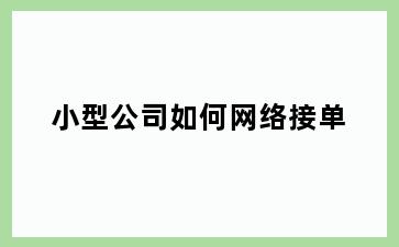 小型公司如何网络接单