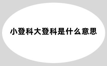 小登科大登科是什么意思