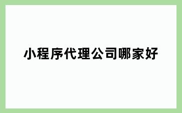 小程序代理公司哪家好