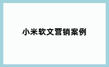 小米软文营销案例