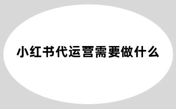 小红书代运营需要做什么