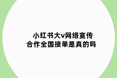 小红书大v网络宣传合作全国接单是真的吗