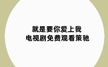 就是要你爱上我 电视剧免费观看策驰