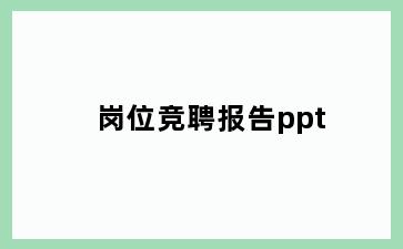 岗位竞聘报告ppt