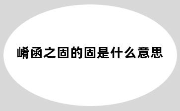 崤函之固的固是什么意思