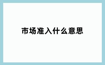 市场准入什么意思