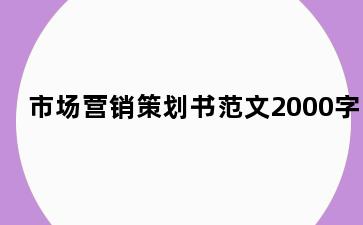 市场营销策划书范文2000字