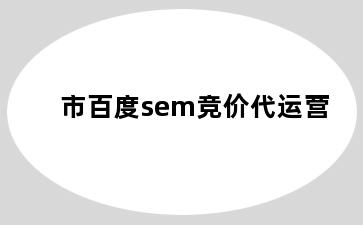 市百度sem竞价代运营