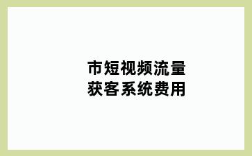 市短视频流量获客系统费用