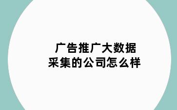 广告推广大数据采集的公司怎么样