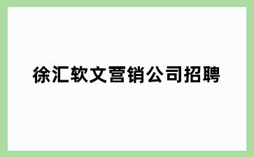 徐汇软文营销公司招聘