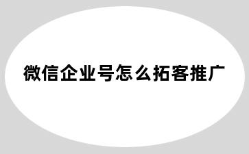 微信企业号怎么拓客推广