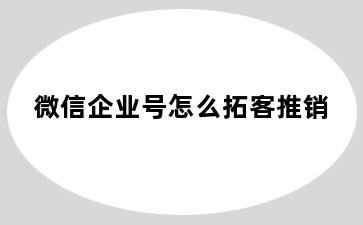 微信企业号怎么拓客推销