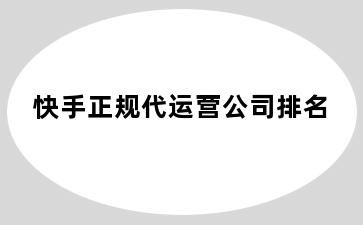 快手正规代运营公司排名