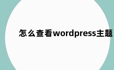 怎么查看wordpress主题