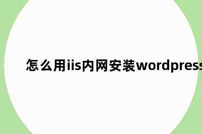 怎么用iis内网安装wordpress