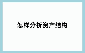 怎样分析资产结构