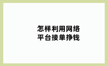 怎样利用网络平台接单挣钱