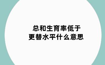 总和生育率低于更替水平什么意思