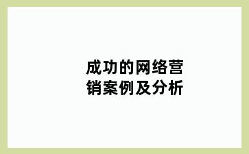 成功的网络营销案例及分析