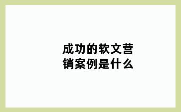 成功的软文营销案例是什么