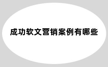 成功软文营销案例有哪些