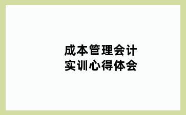 成本管理会计实训心得体会