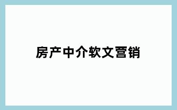 房产中介软文营销