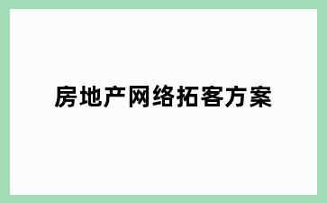 房地产网络拓客方案