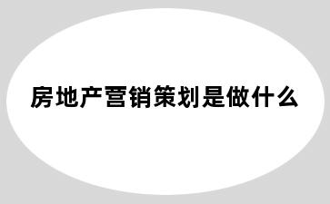 房地产营销策划是做什么