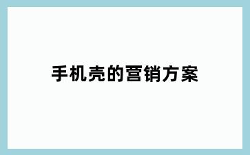 手机壳的营销方案