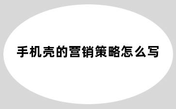 手机壳的营销策略怎么写