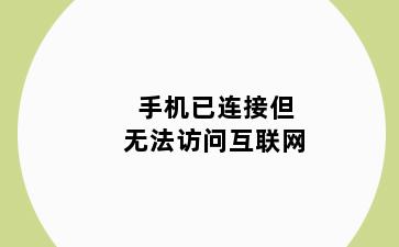 手机已连接但无法访问互联网