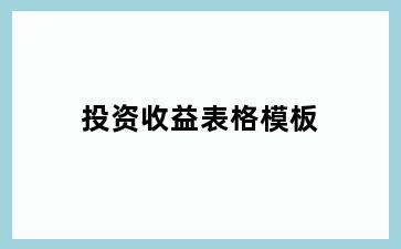 投资收益表格模板