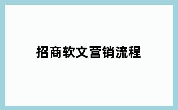 招商软文营销流程