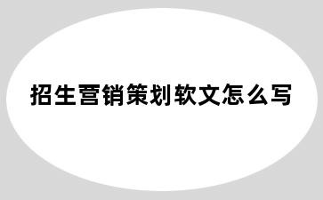 招生营销策划软文怎么写