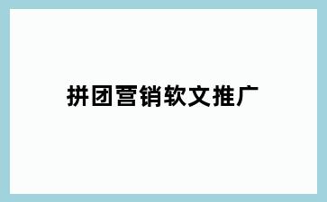 拼团营销软文推广