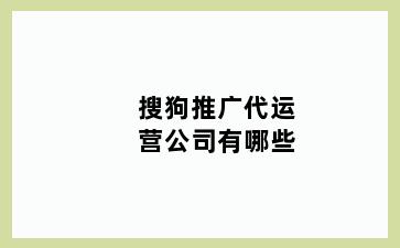 搜狗推广代运营公司有哪些