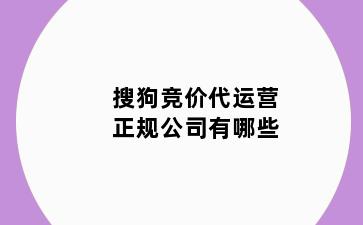 搜狗竞价代运营正规公司有哪些